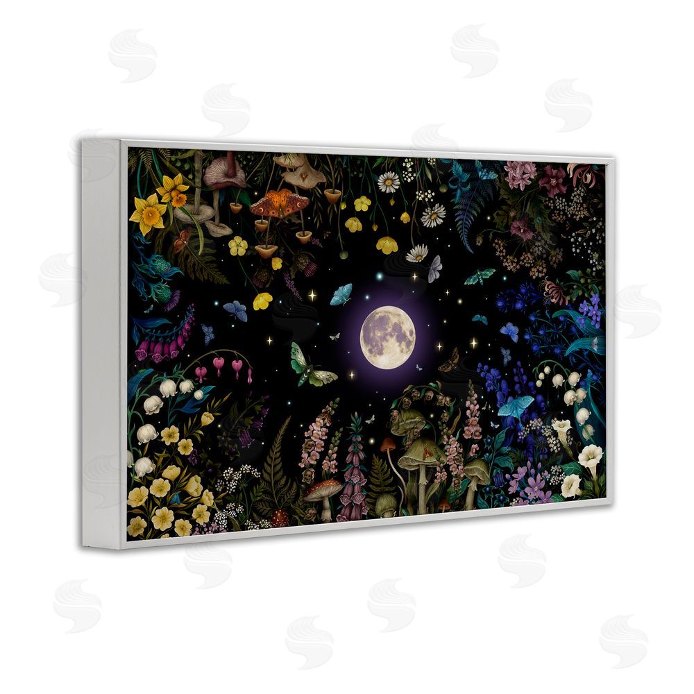 Episodic Drawings Night Garden with Moth White Framed Giclee Wall Art Print