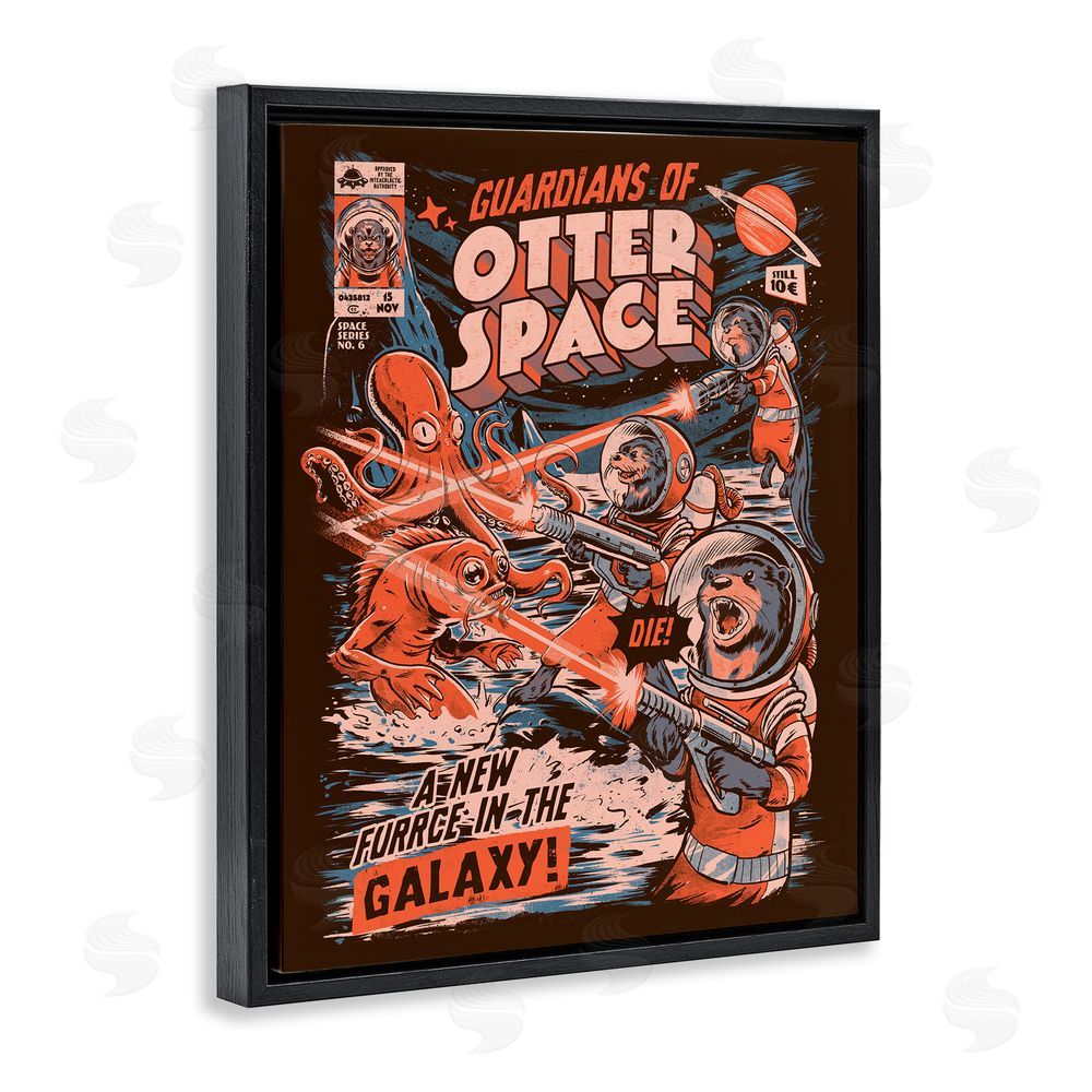 EduEly Designs Guardians Of Otter Space Retro Black Floating Frame Canvas Wall Art Print