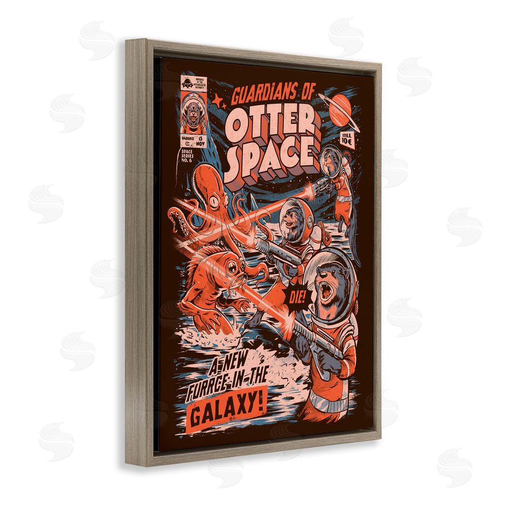 EduEly Designs Guardians Of Otter Space Retro Brown Floating Frame Canvas Wall Art Print