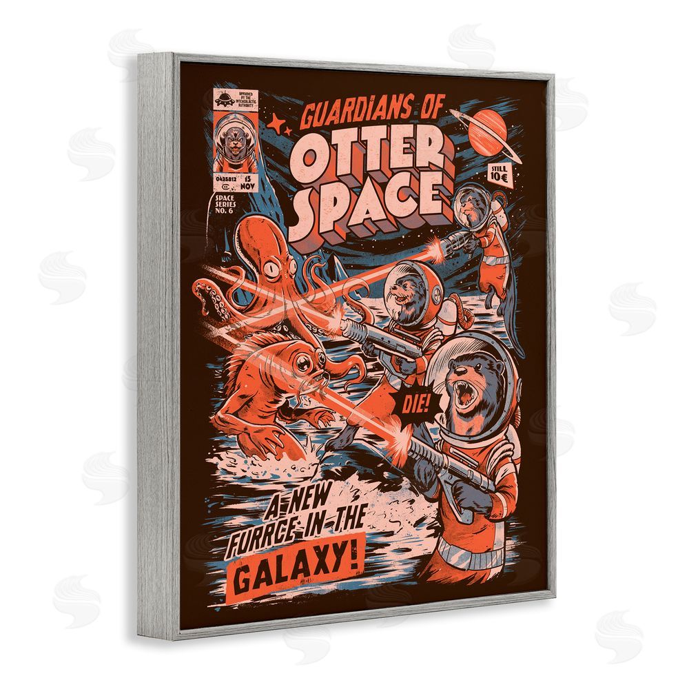EduEly Designs Guardians Of Otter Space Retro Gray Framed Giclee Wall Art Print