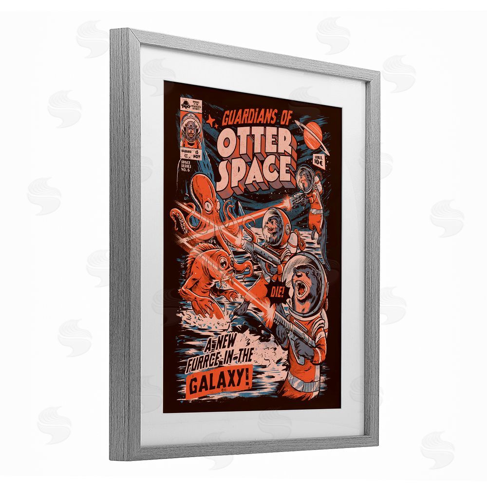 EduEly Designs Guardians Of Otter Space Retro Gray Framed Print Under Glass Wall Art