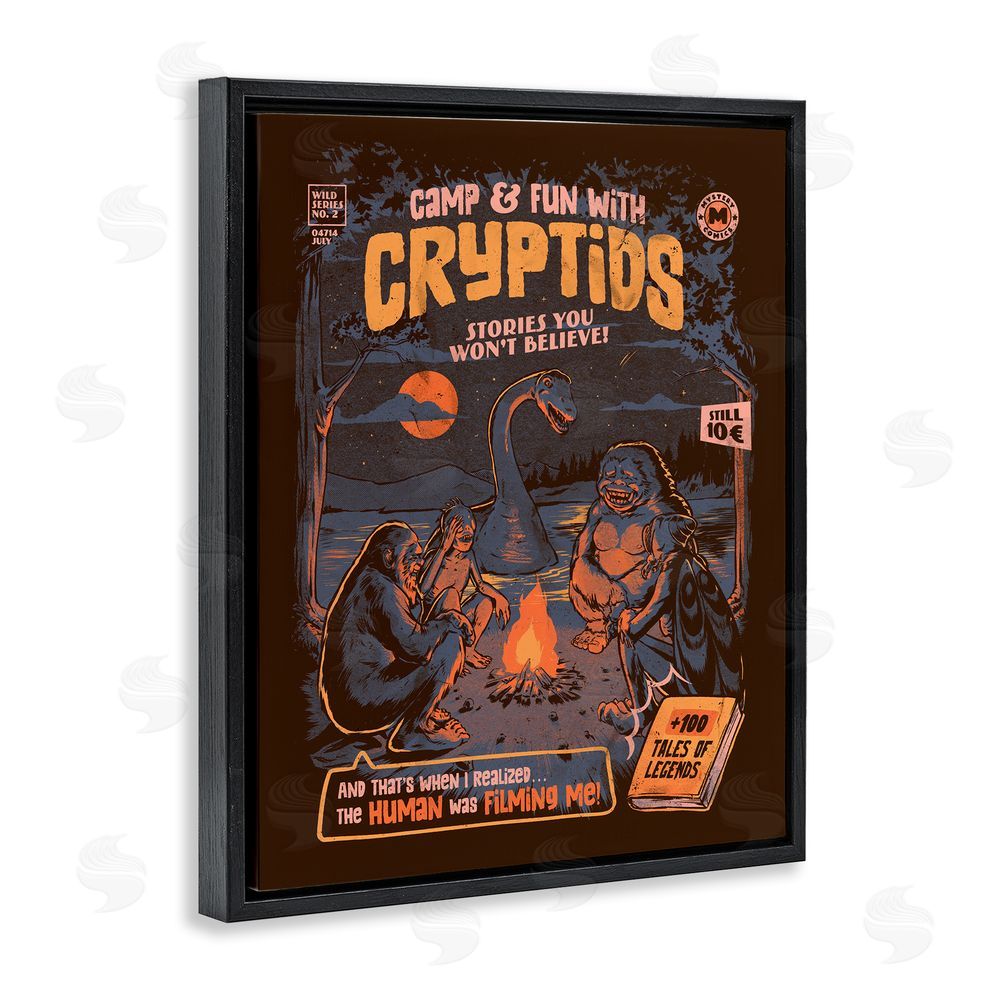 EduEly Designs Cryptid Camp Humor Black Floating Frame Canvas Wall Art Print