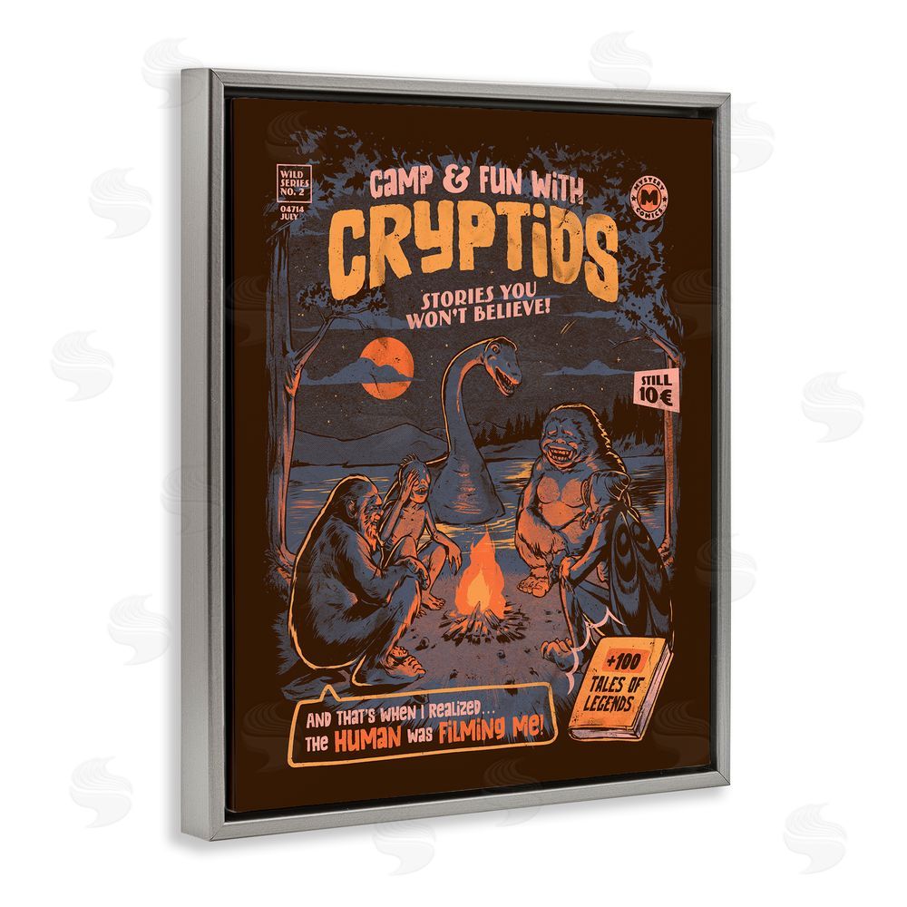 EduEly Designs Cryptid Camp Humor Gray Floating Frame Canvas Wall Art Print