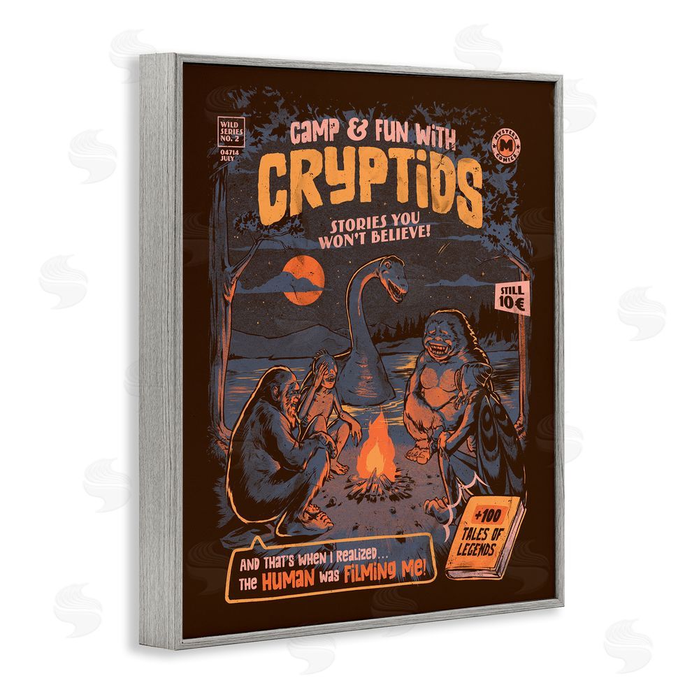 EduEly Designs Cryptid Camp Humor Gray Framed Giclee Wall Art Print