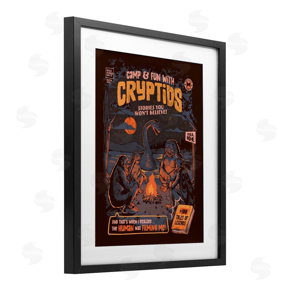 EduEly Designs Cryptid Camp Humor Black Framed Print Under Glass Wall Art