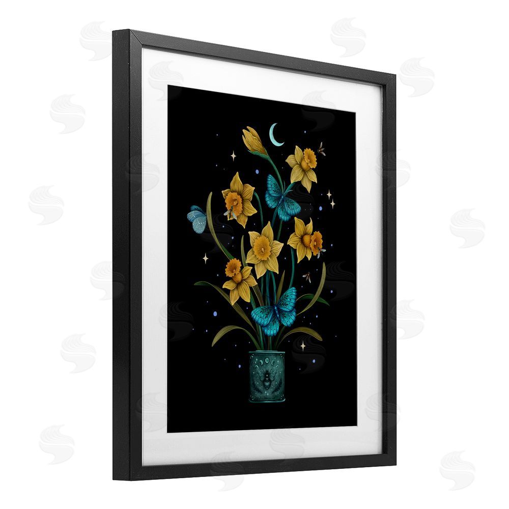 Episodic Drawings Mystical March Daffodils Black Framed Print Under Glass Wall Art