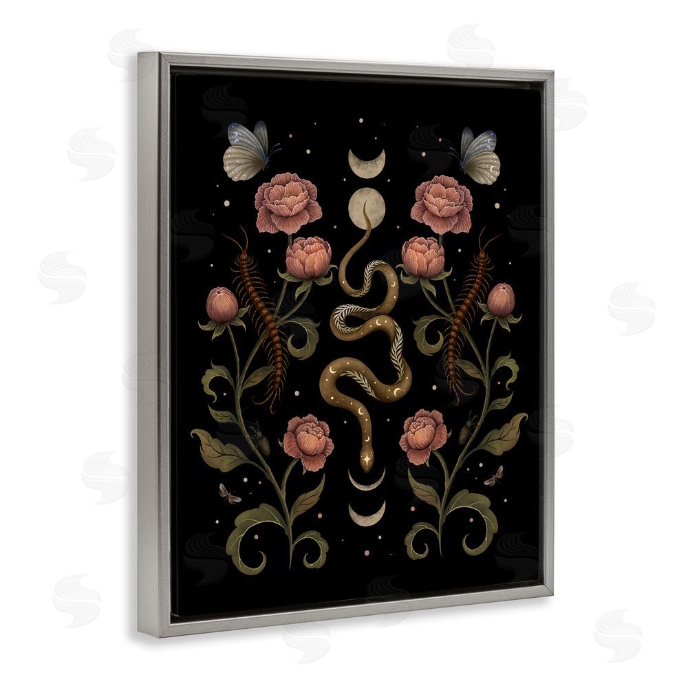 Episodic Drawings Serpentine Garden Symmetry Gray Floating Frame Canvas Wall Art Print