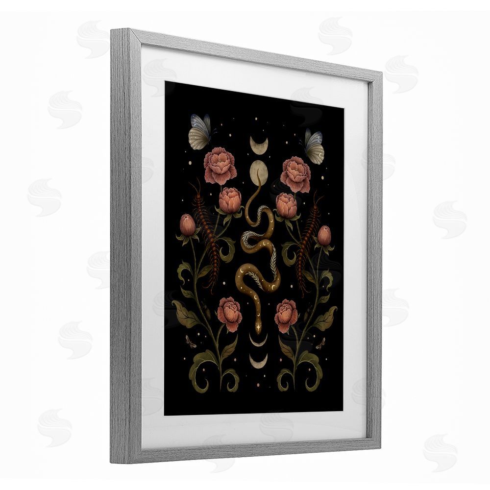 Episodic Drawings Serpentine Garden Symmetry Gray Framed Print Under Glass Wall Art