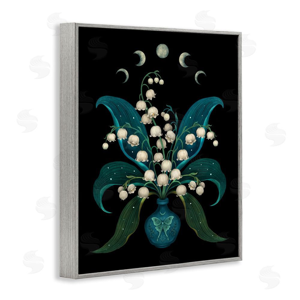 Episodic Drawings Lunar Lily Of Valley Gray Framed Giclee Wall Art Print