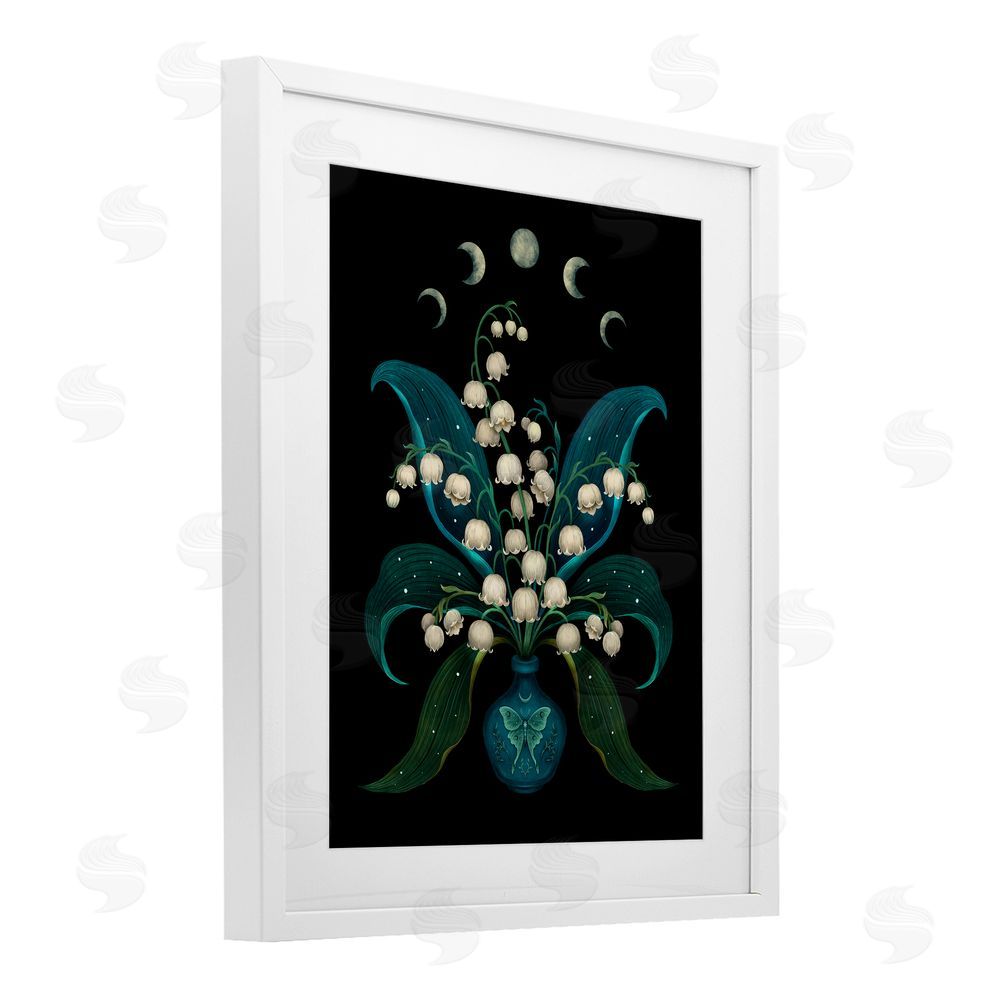 Episodic Drawings Lunar Lily Of Valley White Framed Print Under Glass Wall Art