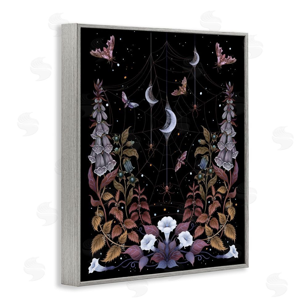 Episodic Drawings Witch Garden with Spider Webs Gray Framed Giclee Wall Art Print