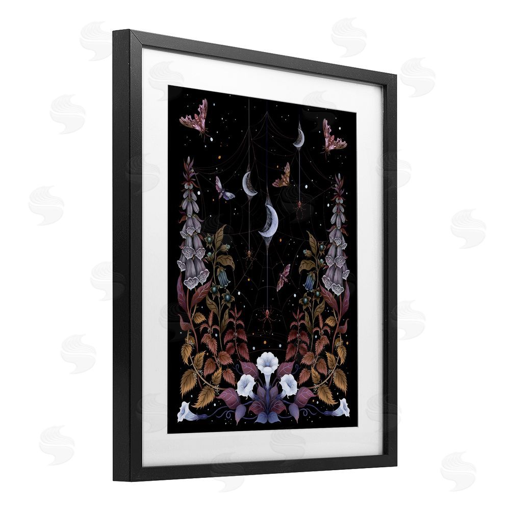 Episodic Drawings Witch Garden with Spider Webs Black Framed Print Under Glass Wall Art