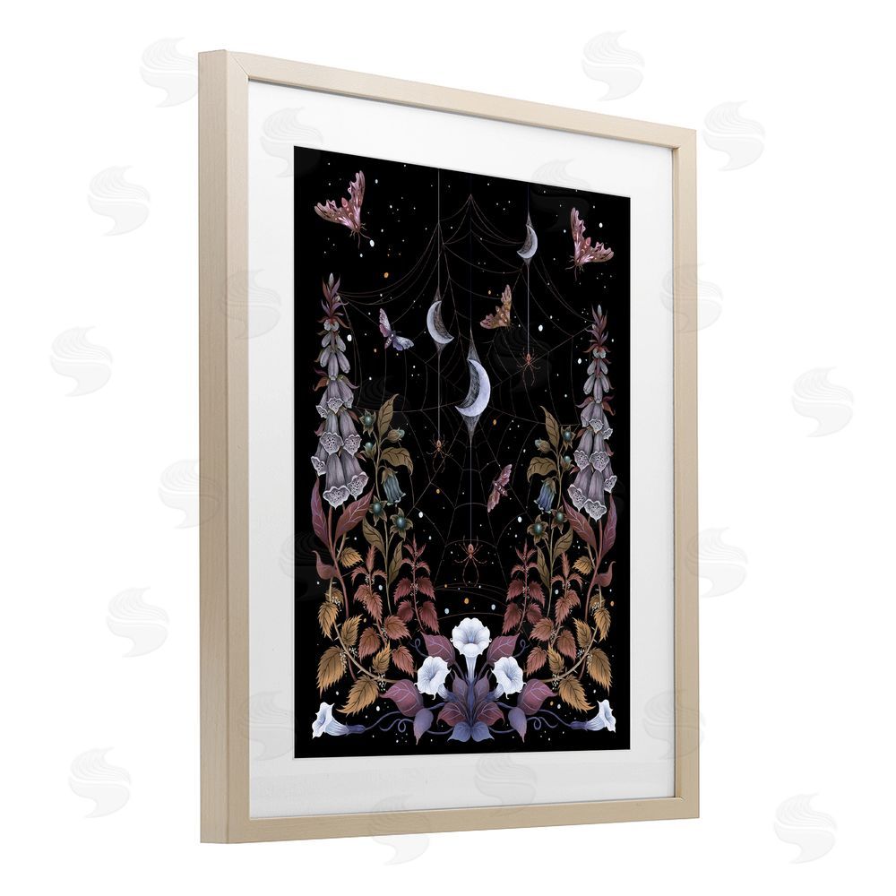 Episodic Drawings Witch Garden with Spider Webs Brown Framed Print Under Glass Wall Art