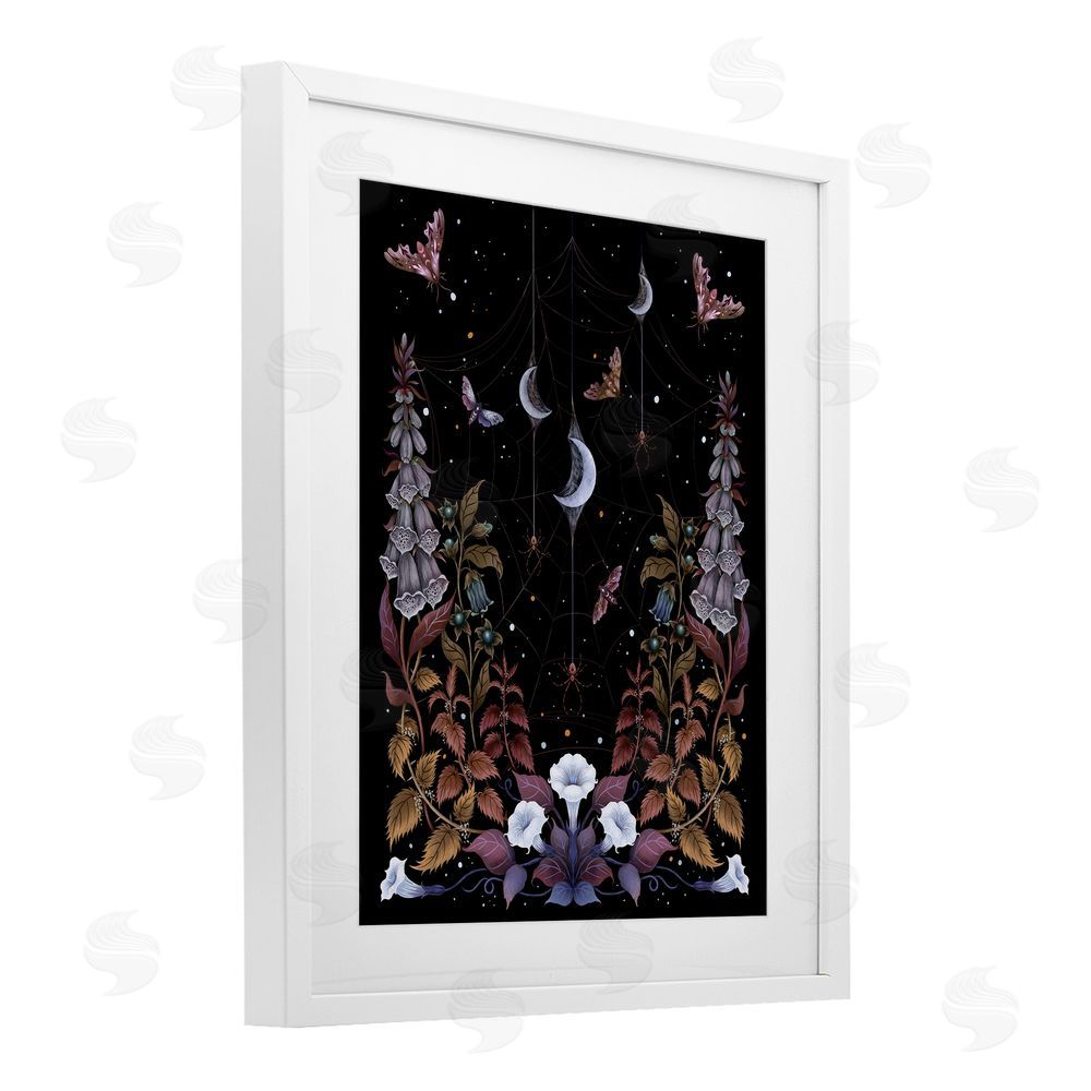 Episodic Drawings Witch Garden with Spider Webs White Framed Print Under Glass Wall Art