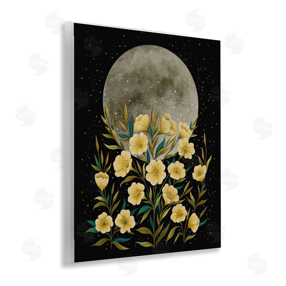 Episodic Drawings Moon Greeting Yellow Flowers Wooden Wall Plaque Art Print