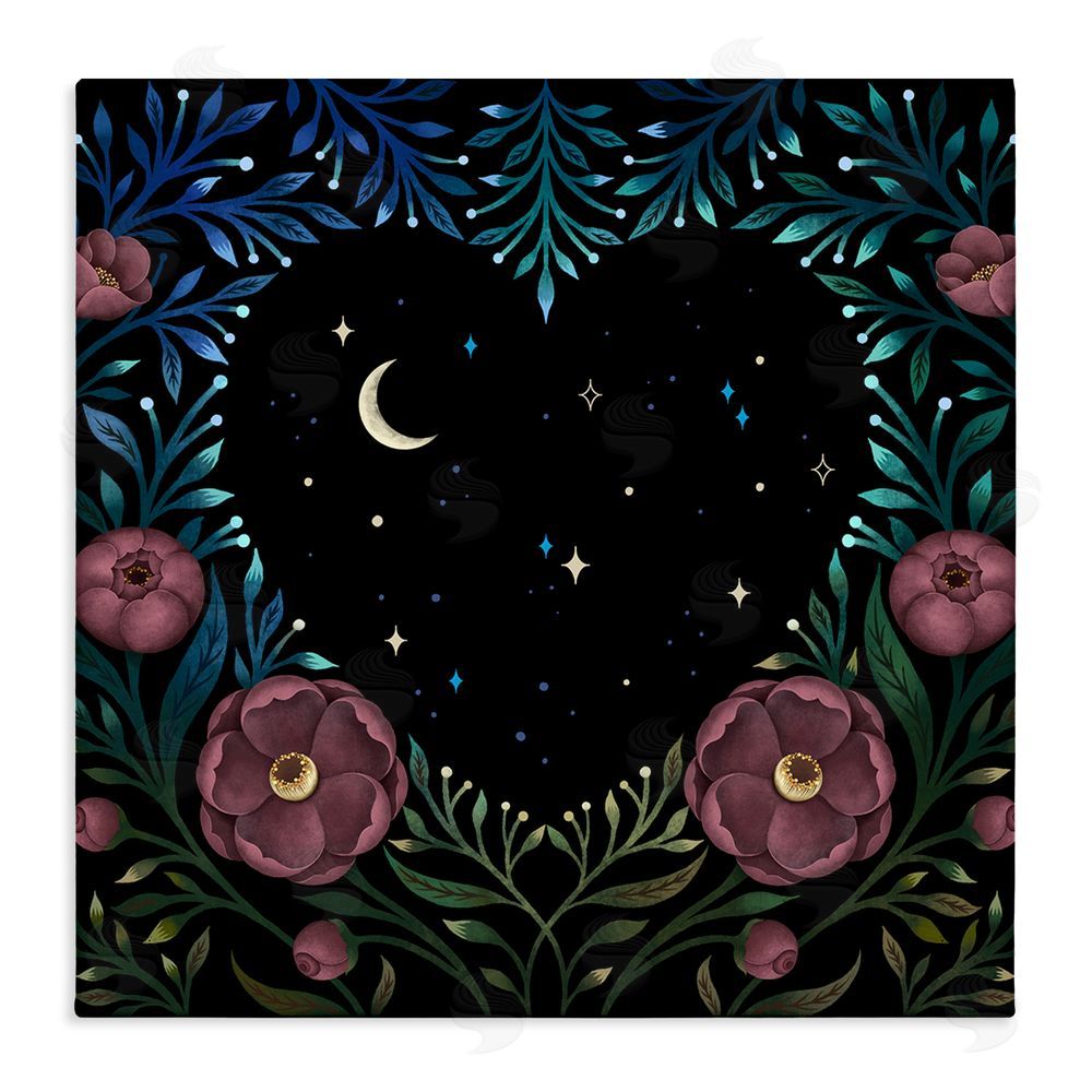 Episodic Drawings Heart Night Sky Garden Stretched Canvas Wall Art Print