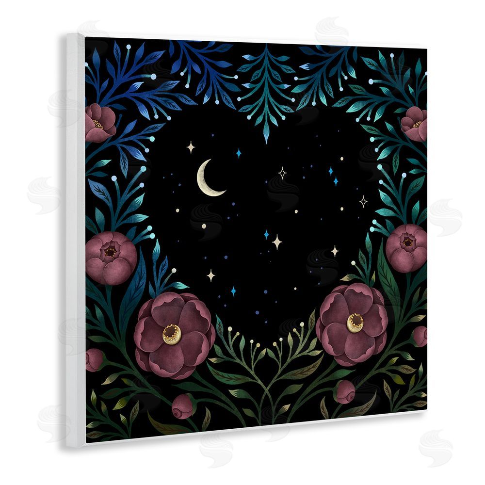 Episodic Drawings Heart Night Sky Garden Wooden Wall Plaque Art Print