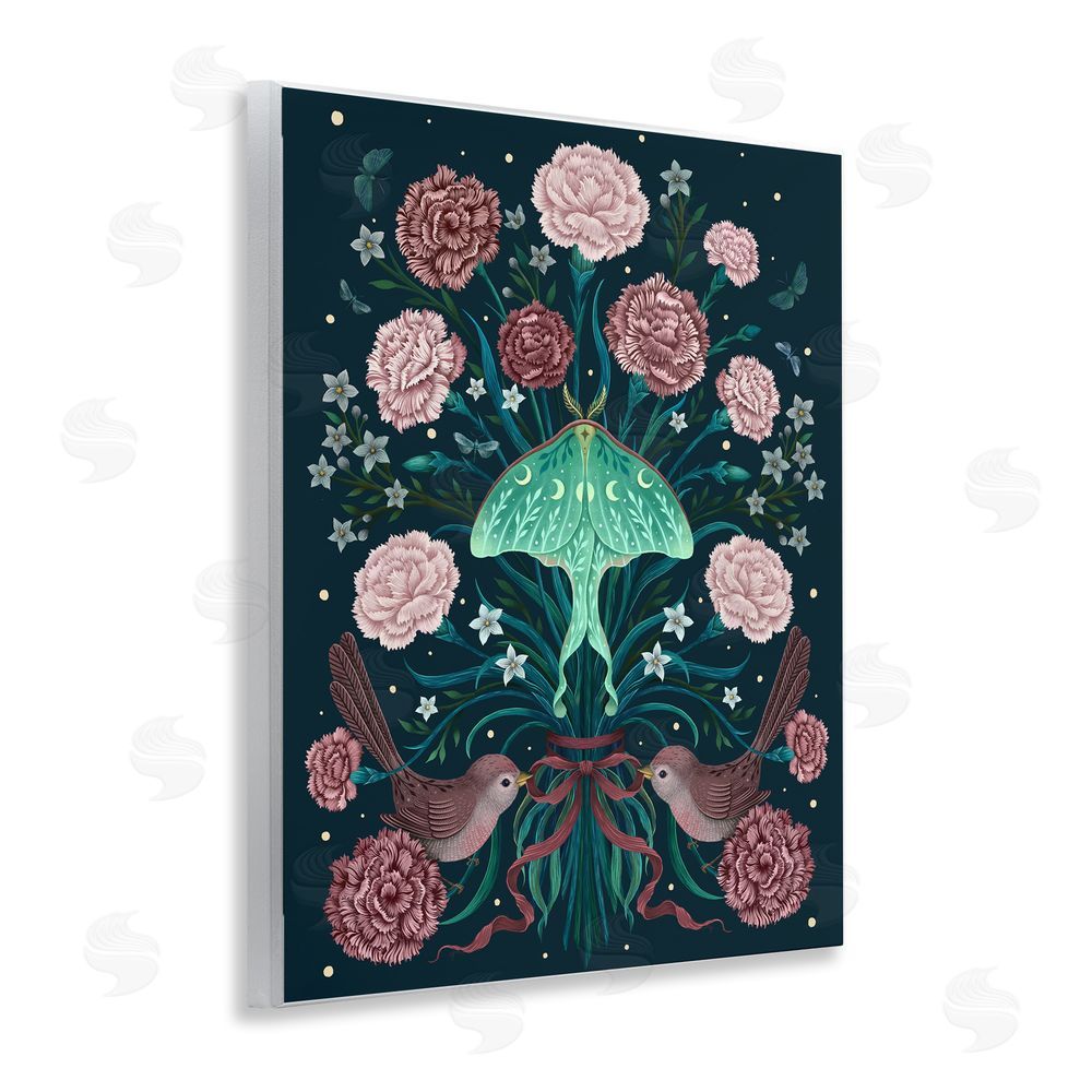 Episodic Drawings January Carnations & Moth Wooden Wall Plaque Art Print