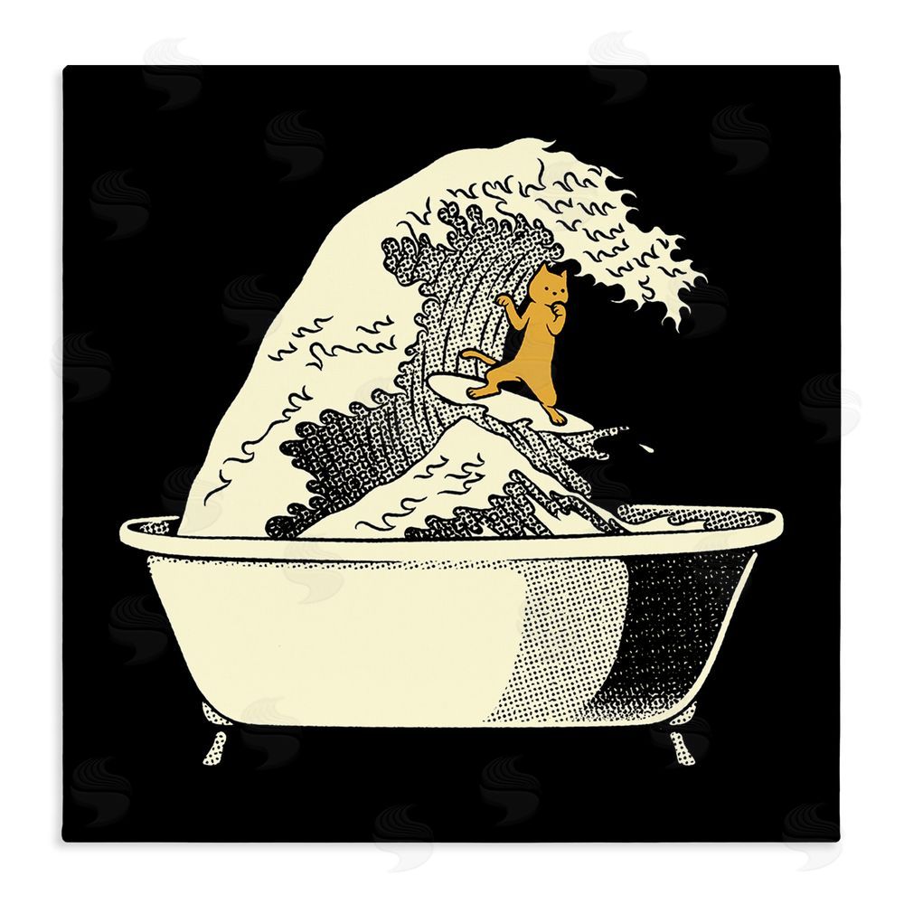 Tobe Fonseca Kanagawa Bathtub Cat Stretched Canvas Wall Art Print