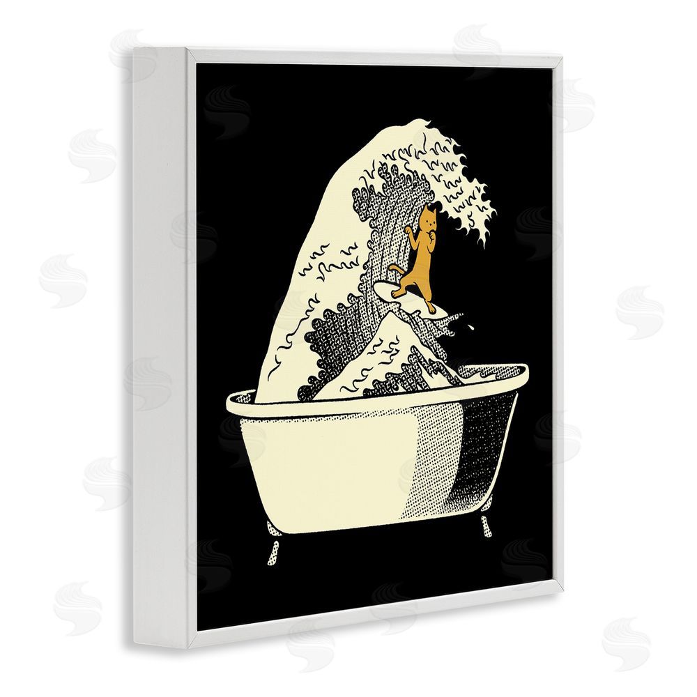Tobe Fonseca Kanagawa Bathtub Cat White Framed Giclee Wall Art Print