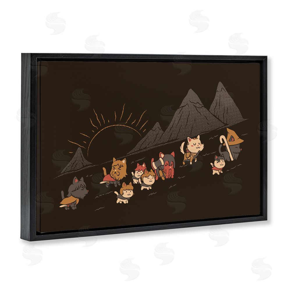 Tobe Fonseca Iconic Furrowship Of Ring Cats Black Floating Frame Canvas Wall Art Print