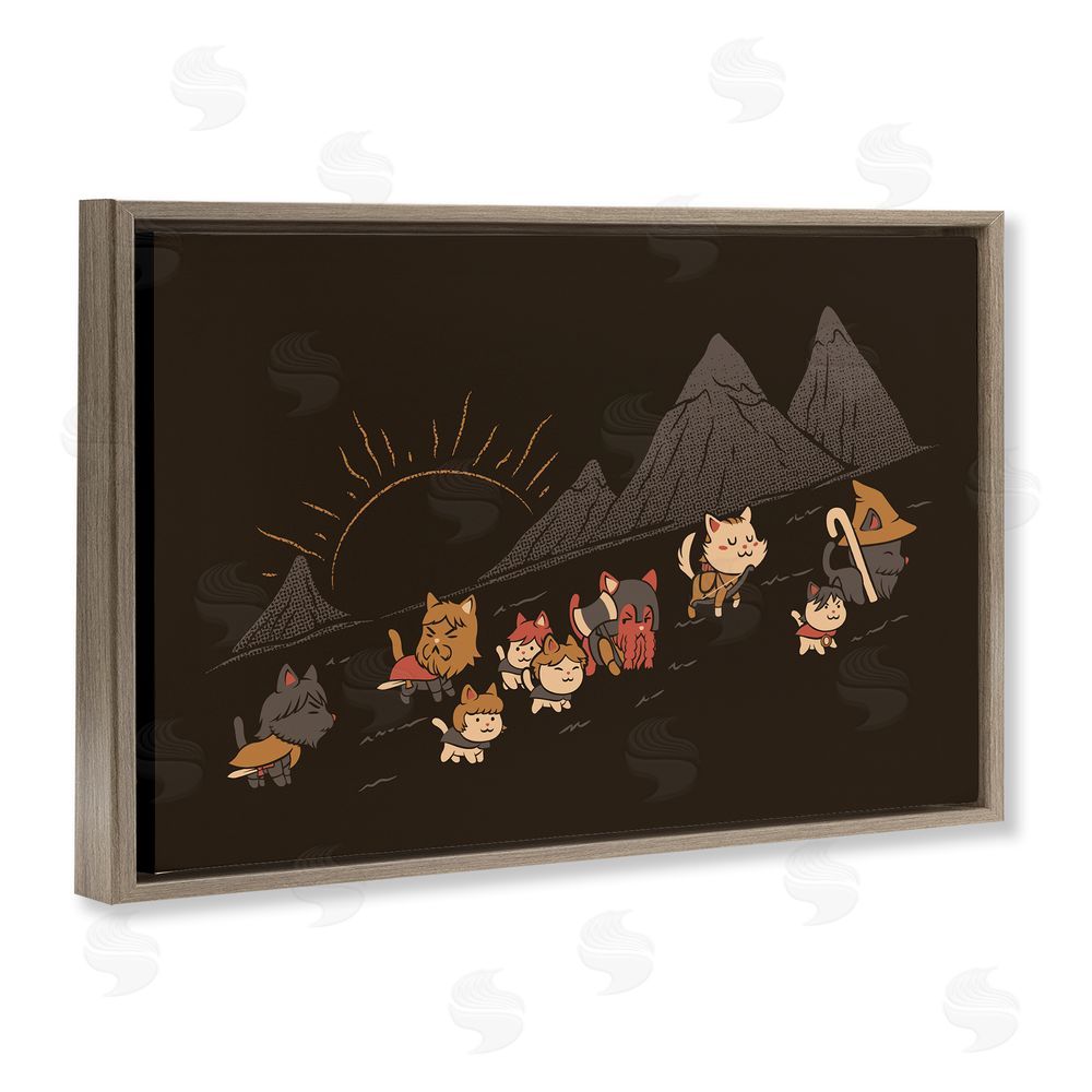 Tobe Fonseca Iconic Furrowship Of Ring Cats Brown Floating Frame Canvas Wall Art Print