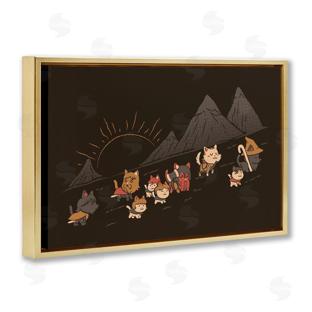 Tobe Fonseca Iconic Furrowship Of Ring Cats Gold Floating Frame Canvas Wall Art Print