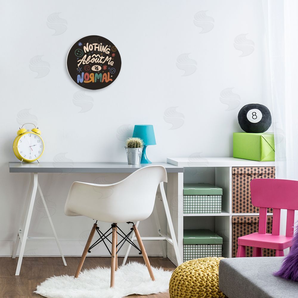 EduEly Designs Nothing About Me Is Normal Wooden Wall Plaque Art Print in Room