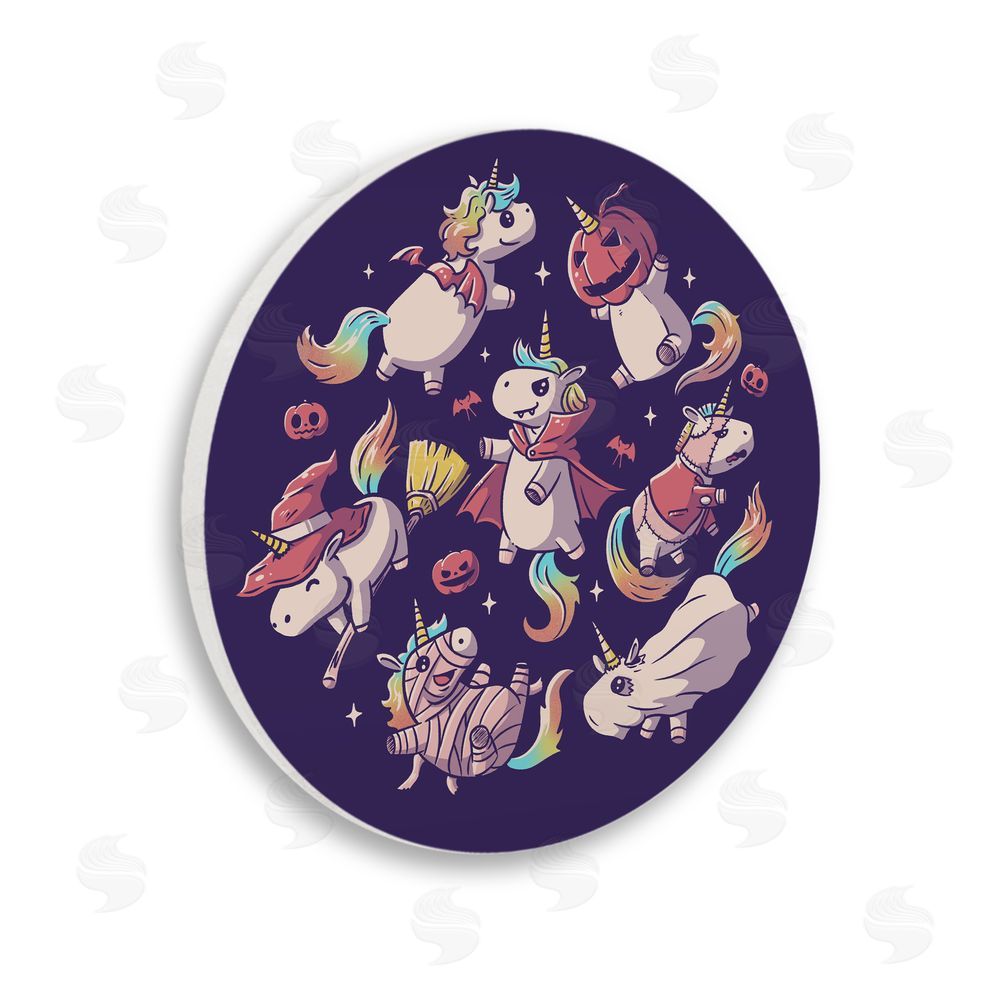 EduEly Designs Playful Halloween Unicorns Wooden Wall Plaque Art Print