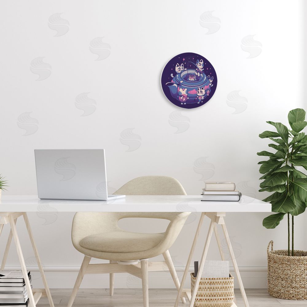 EduEly Designs Teapot Cats Having Fun Wooden Wall Plaque Art Print in Room
