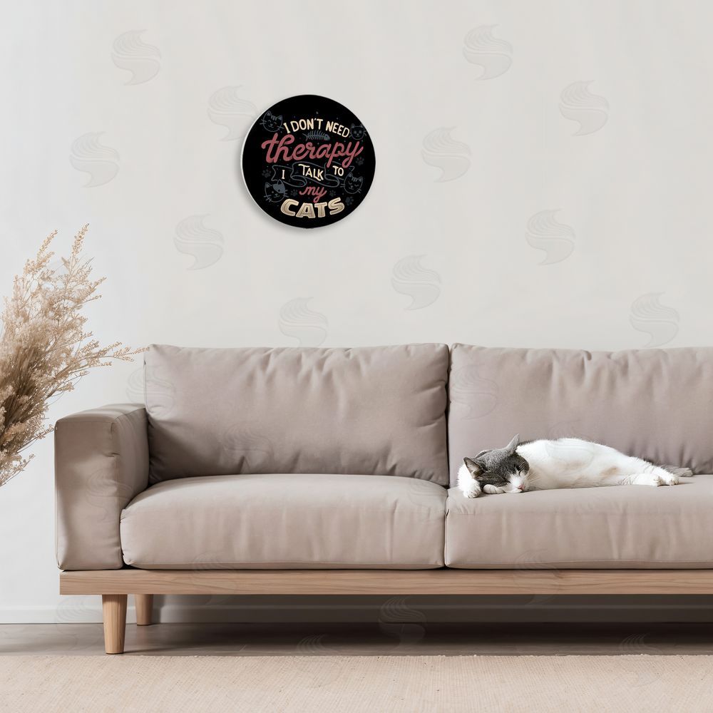 Tobe Fonseca Don't Need Therapy Talk To Cats Wooden Wall Plaque Art Print in Room