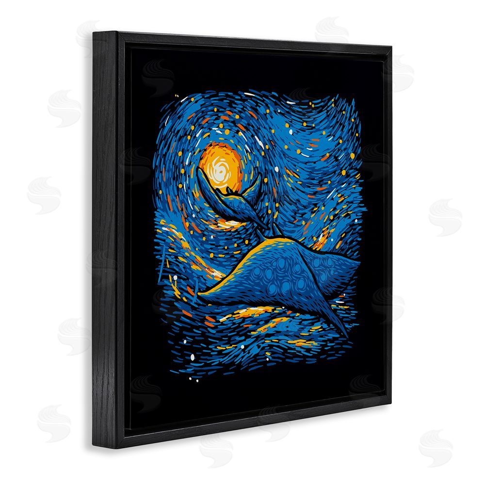 Tobe Fonseca Impressionist Manta Rays Black Floating Frame Canvas Wall Art Print