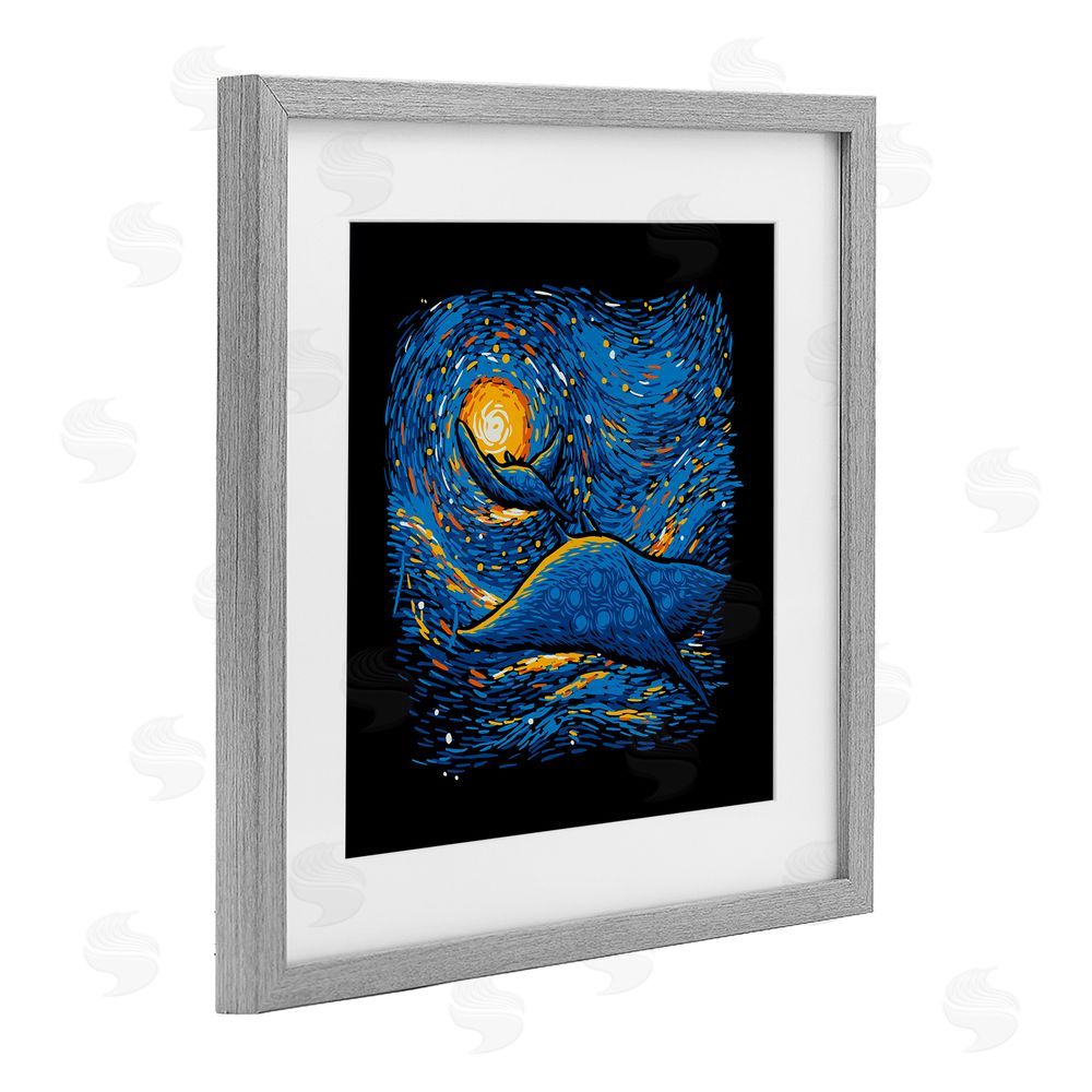 Tobe Fonseca Impressionist Manta Rays Gray Framed Print Under Glass Wall Art