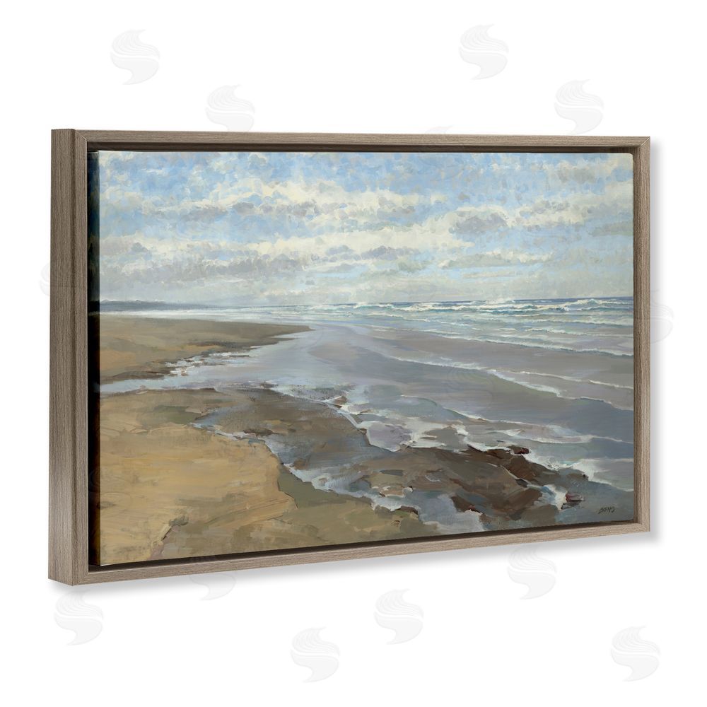 Scott Brems Coastal Morning Dappled Clouds Brown Floating Frame Canvas Wall Art Print
