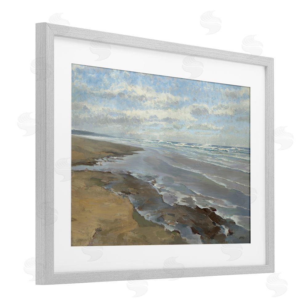 Scott Brems Coastal Morning Dappled Clouds Gray Framed Print Under Glass Wall Art
