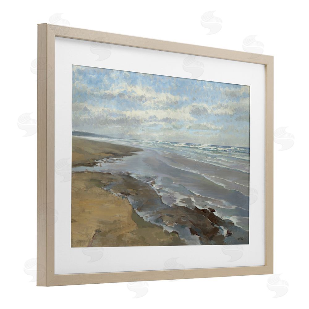Scott Brems Coastal Morning Dappled Clouds Brown Framed Print Under Glass Wall Art