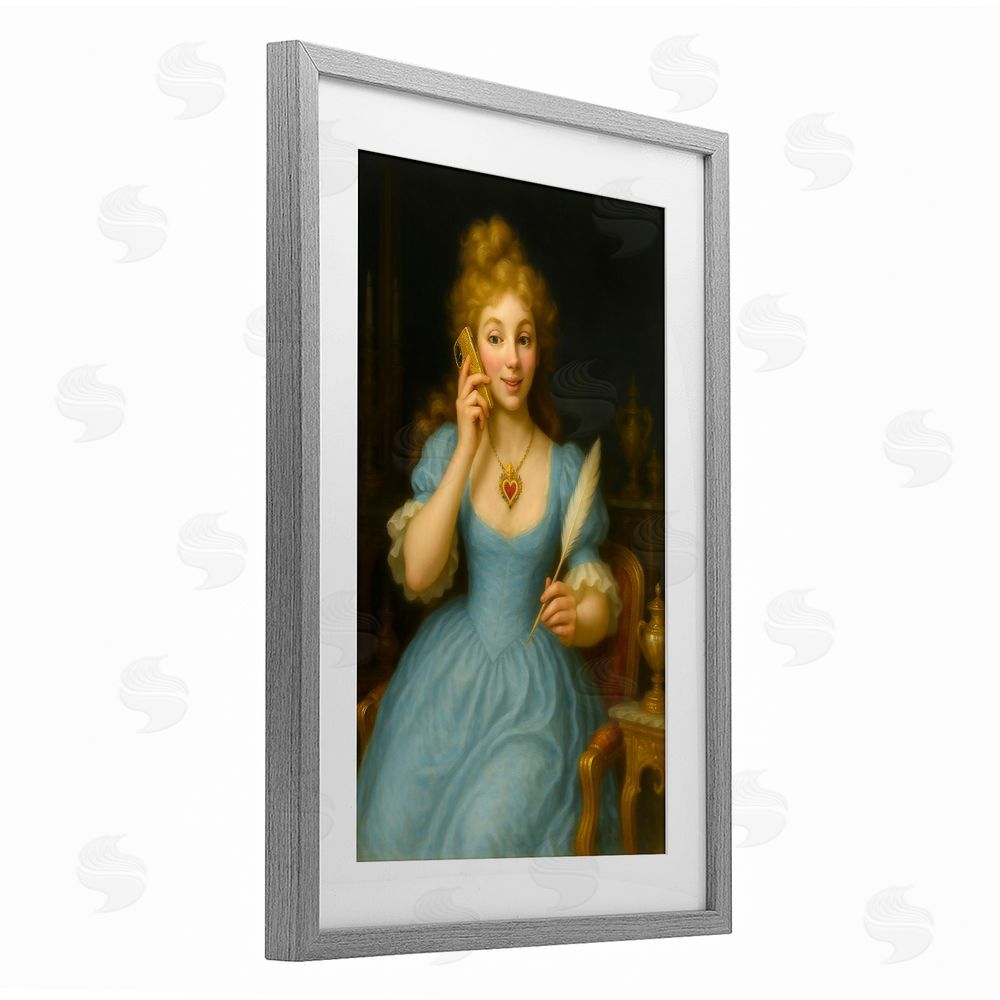 Grotto Studios May I Take A Message Gray Framed Print Under Glass Wall Art