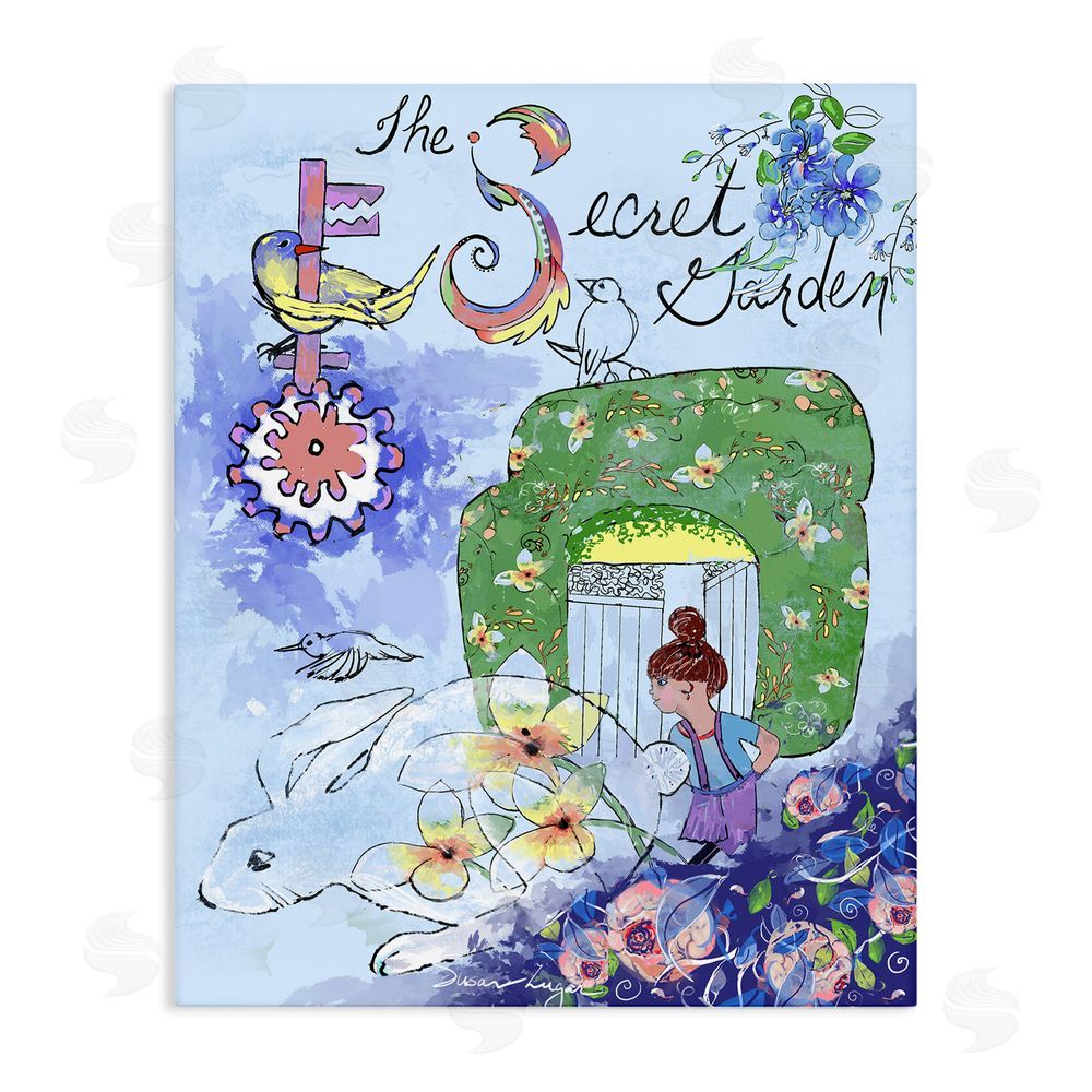 Susan Lugar Secret Garden Folk Illustration Stretched Canvas Wall Art