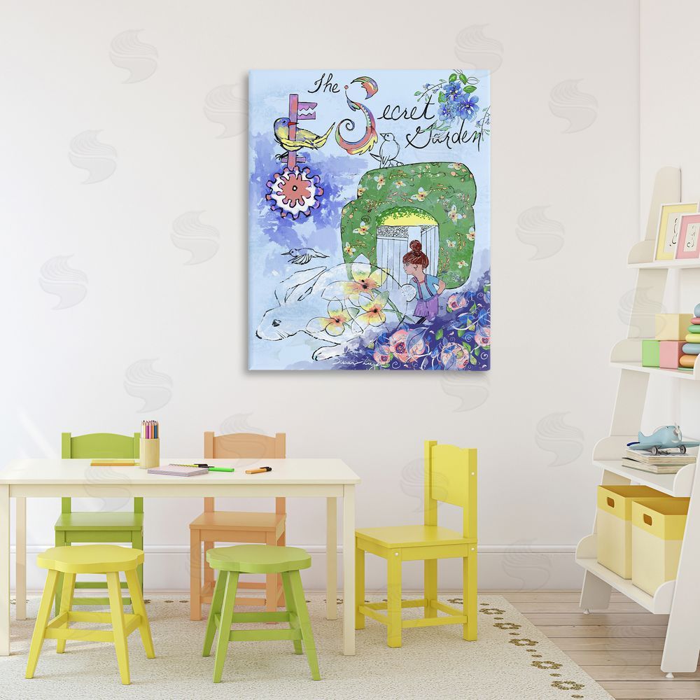 Susan Lugar Secret Garden Folk Illustration Stretched Canvas Wall Art in Room