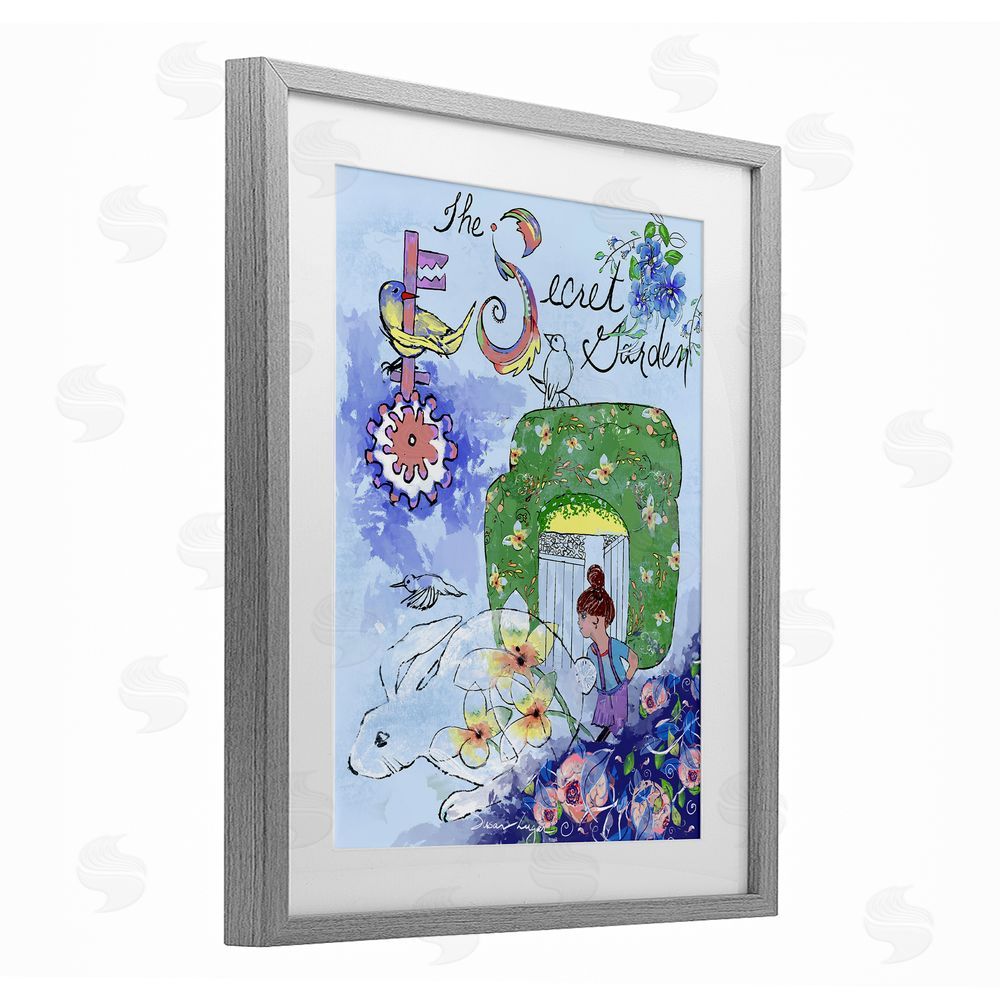 Susan Lugar Secret Garden Folk Illustration Gray Framed Print Under Glass Wall Art