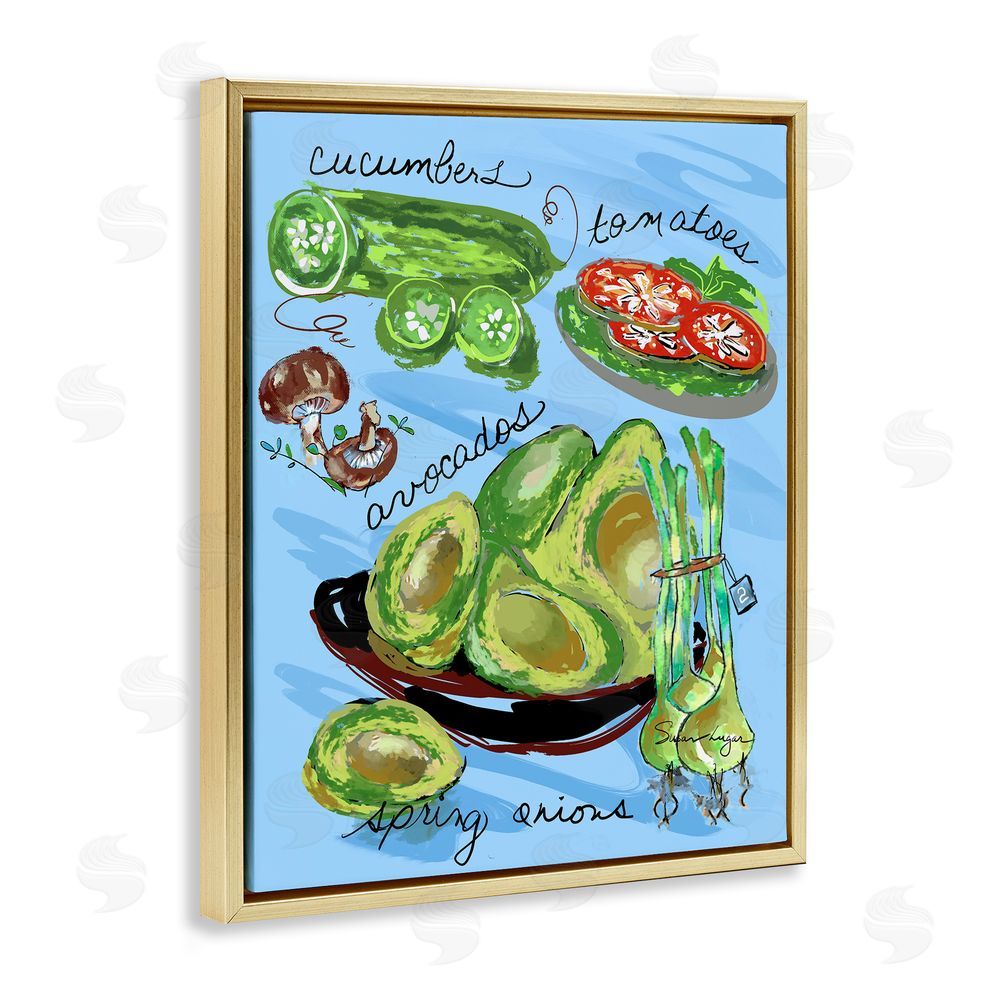 Susan Lugar Fresh Produce Collection Gold Floating Frame Canvas Wall Art Print