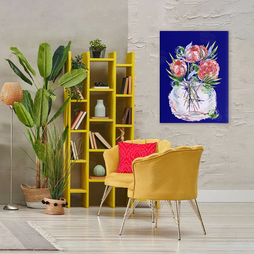 Susan Lugar Florals In Milk Glass Stretched Canvas Wall Art in Room