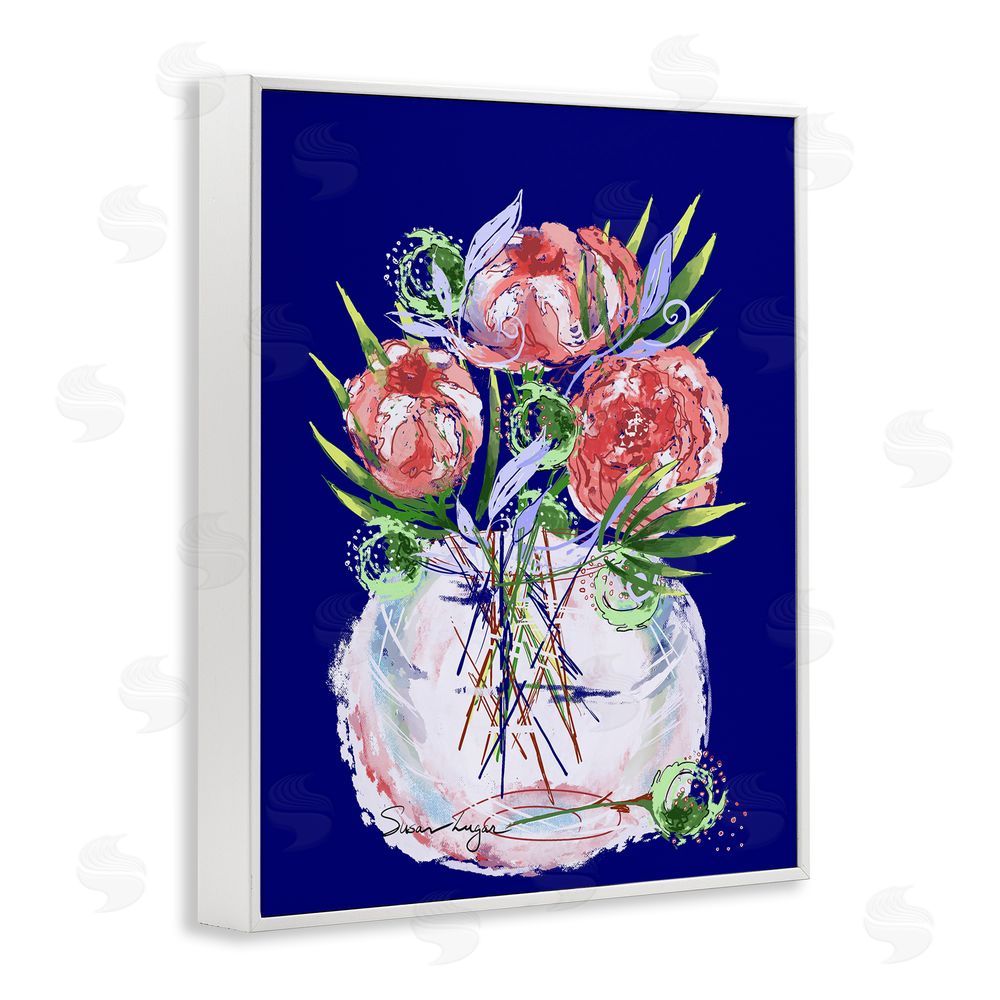 Susan Lugar Florals In Milk Glass White Framed Giclee Wall Art Print