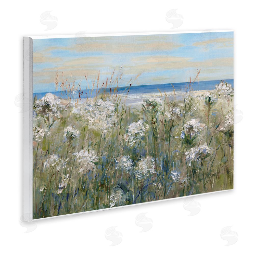 Sally Swatland Impressionist Seaside Meadow Wooden Wall Plaque Art Print