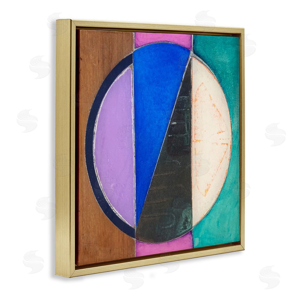 Matthew Finger Split Symmetry Circle Gold Floating Frame Canvas Wall Art Print