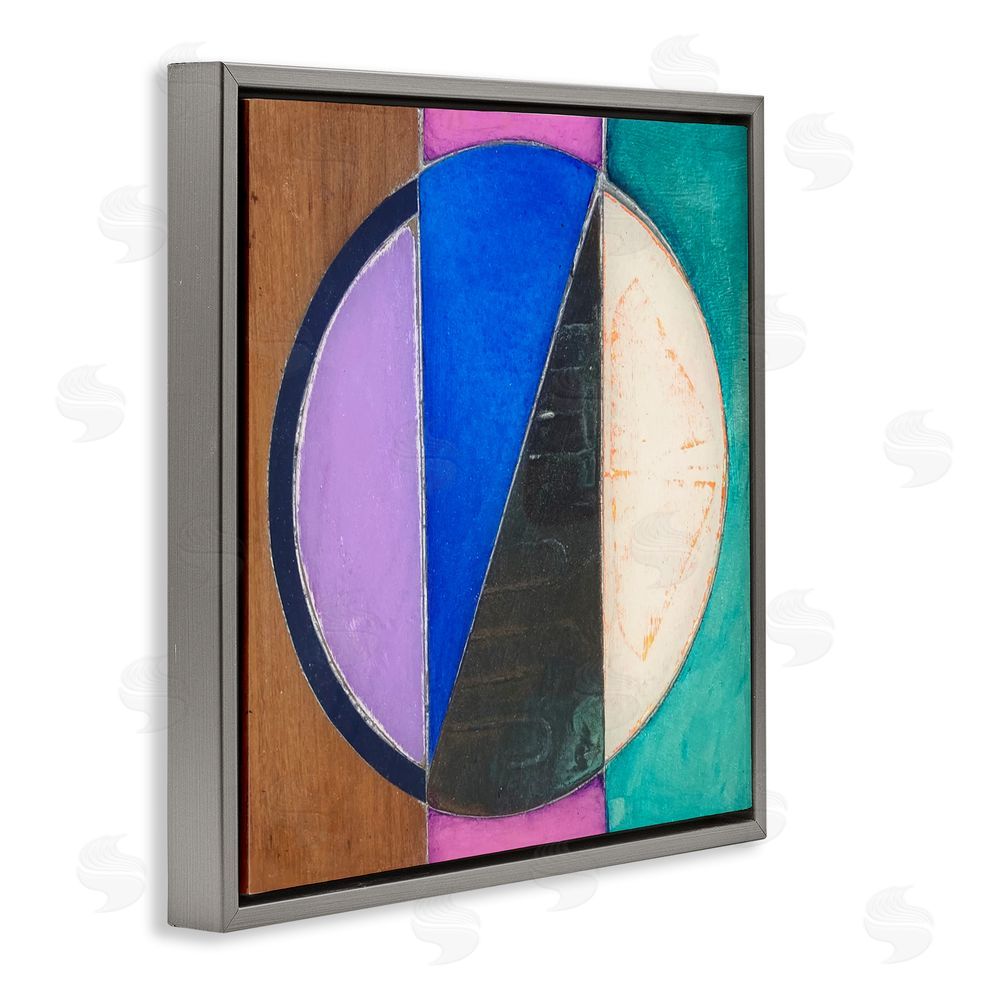Matthew Finger Split Symmetry Circle Gray Floating Frame Canvas Wall Art Print