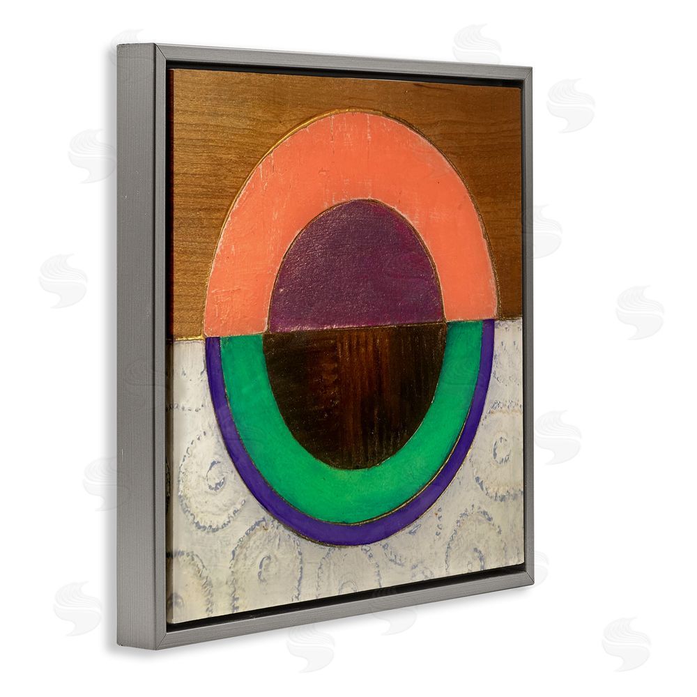 Matthew Finger Horizontal Split Circle Gray Floating Frame Canvas Wall Art Print