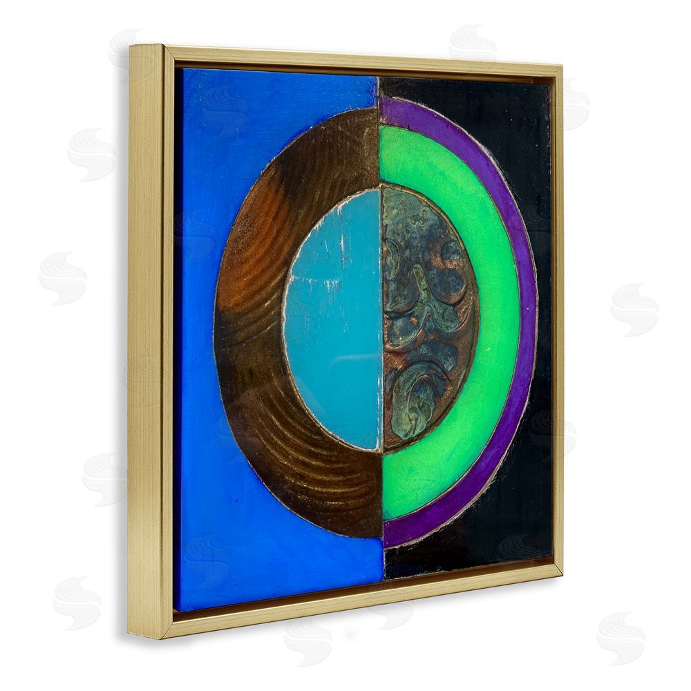 Matthew Finger Nocturnal Circle Symmetry Gold Floating Frame Canvas Wall Art Print