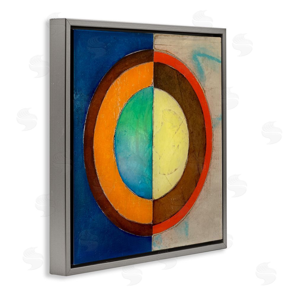 Matthew Finger Bright Vertical Circle Symmetry Gray Floating Frame Canvas Wall Art Print