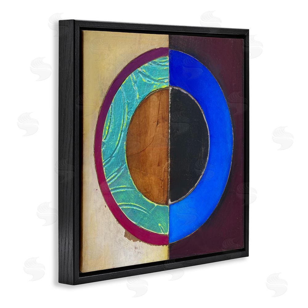 Matthew Finger Nautical Split Circle Black Floating Frame Canvas Wall Art Print